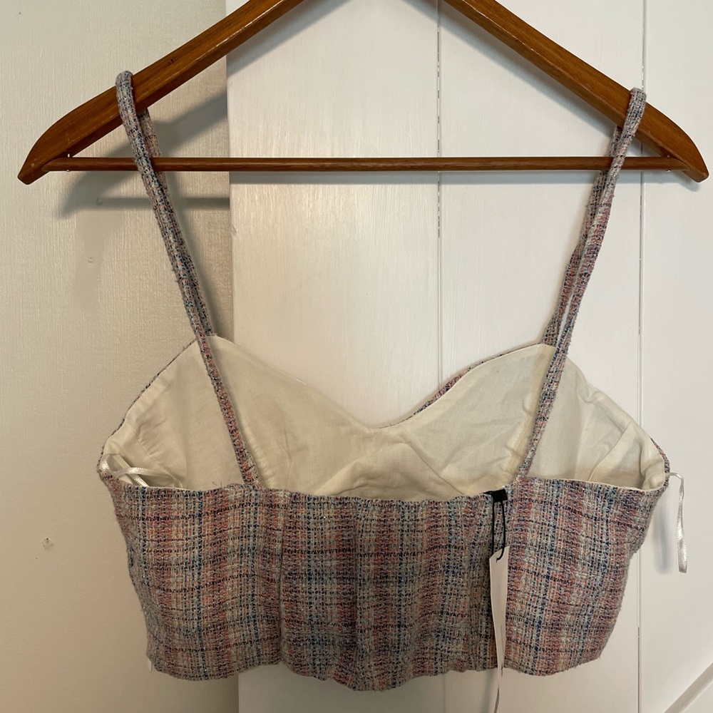 Zara Metallic Tweed Corset Bra Top / Crop Top Size Medium New with Tags Size M - Picture 8 of 13